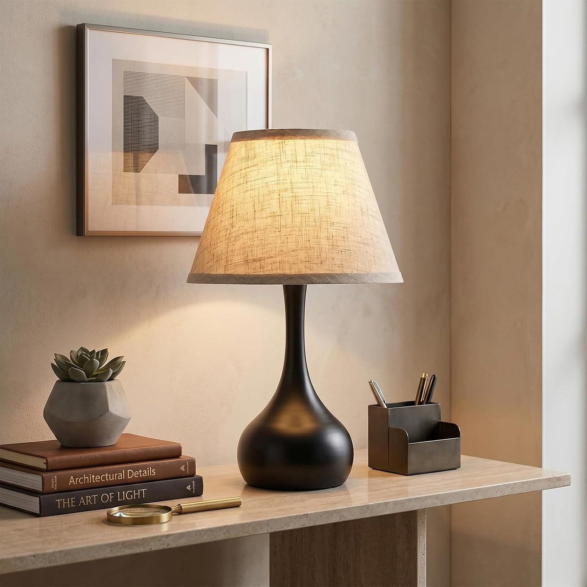 Luminiq Touch-Nachttischlampe – 3-stufig dimmbar mit Stoffschirm
