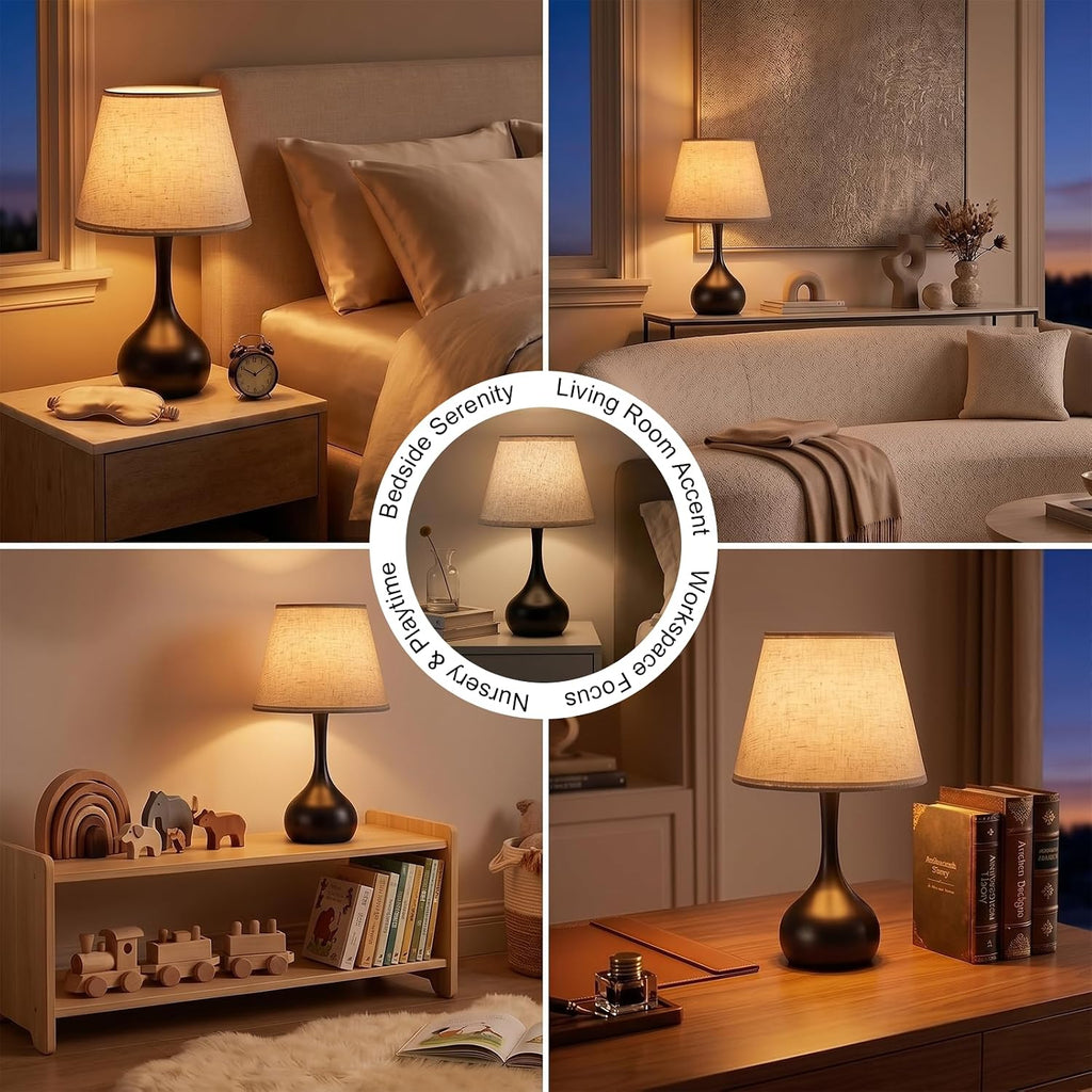 Luminiq Touch-Nachttischlampe – 3-stufig dimmbar mit Stoffschirm