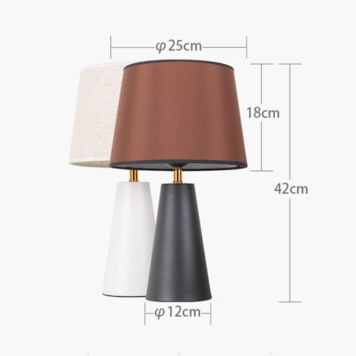Luminiq Moderne Nachttischlampe – Leinenschirm, schwarzer Metallfuß